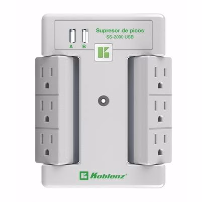 Koblenz Supresor De Picos Ss-2000 Usb, 6 Contactos, 2x Usb, 2000 Joules 00-5348-00-8