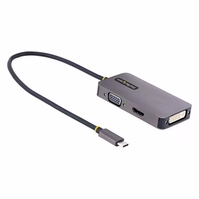 Startech.Com Adaptador De Vídeo Usb C, Adaptador Usb Tipo C A Hdmi Vga Dvi Hasta 4k 60hz, Adaptador De Pantalla Multipuertos, Compatible Con Thunderbolt 3/4, Adaptador De Viajes
