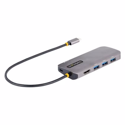 Startech.Com Adaptador Multipuertos Usb C, De Vídeo Hdmi De 4k Y 60hz, Hub Usb-A 3.2 De 3 Puertos De 5gbps, Entrega De Alimentación Pd De 100w, Gbe, Docking Station De Viajes