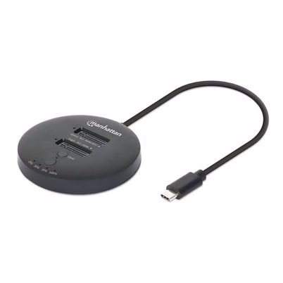 Gabinete para Disco Duro Manhattan Quick Dock M.2 en Color Negro con Interfaz USB-C 3.2 y Velocidad de Transferencia de 95 GB/min