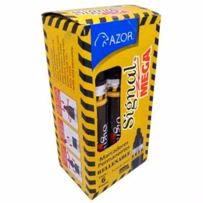 Marcador Permanente Signal Mega 1500ne Punta De Cincel 6, 0mm Base De Aceite Color Negro Paquete Con 6 Pieza(S)
