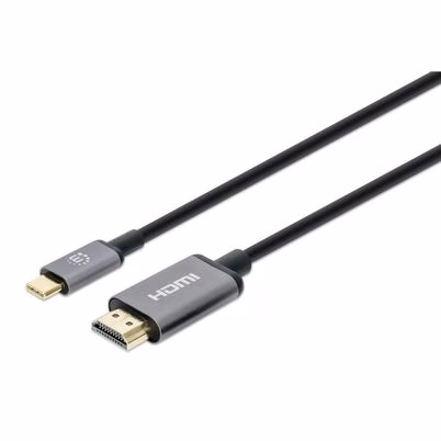 Adaptador Manhattan USB-C a HDMI de 4K a 60Hz con Cable de 1 Metro y Conectores Chapados en Oro