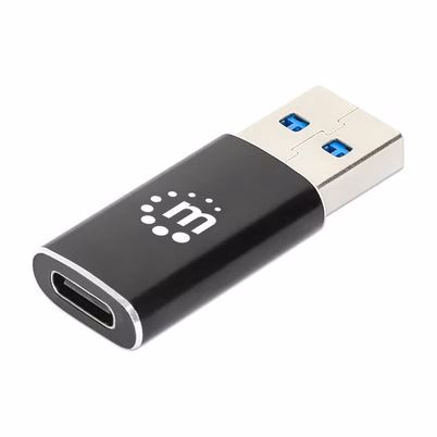 Cambiador de Género USB-A Macho a USB-C Hembra Manhattan 153980