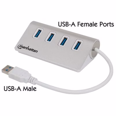Hub USB 3.0 SuperSpeed Manhattan de 4 Puertos | Transferencia 5Gbps