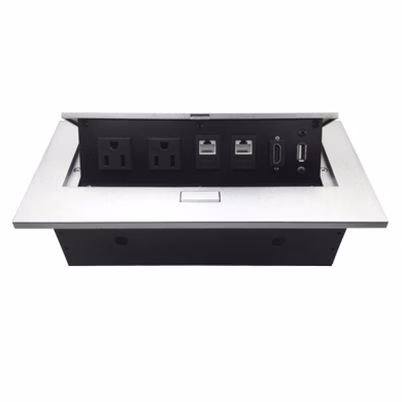 Caja Para Escritorio Brobotix 171224 2 Enchufes Tipo Nema 5-15 Categoría Cat6 Interfaz Hdmi, Rj-46 Color Negro, Plata