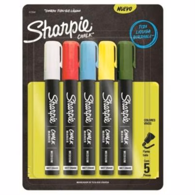 Marcador Sharpie Chalk 2175541 Punta Fina Para Vidrio Varios Colore(S) 5 Pieza(S)