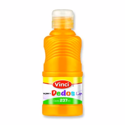 Pintura Lavable Vinci Dedos 22660 Contenido Neto 237ml Secado Rápido, No Toxica Ideal Para Usar En Superficies Como Papel, Madera Color Del La Pintura Amarillo