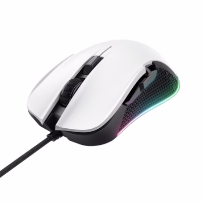 Ratón Trust Gaming Gxt 922w Ybar, 7200 Ppp, Iluminación Led Rgb Completa, Color Blanco