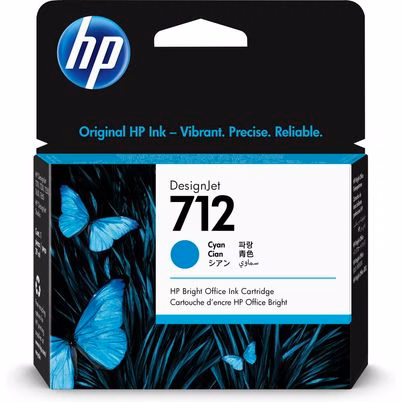 Cartucho de Tinta HP DesignJet 712 Cian 29ml para Impresoras DesignJet T210-T650