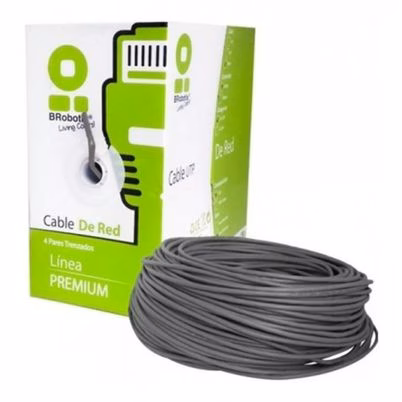 Bobina de Cable Cat5e UTP Brobotix 100 Metros CCA Color Gris - Alta Resistencia