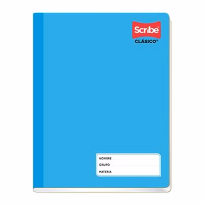 Cuaderno Scribe Clásico 4514 Estilo Frances Cosido 100 Hojas Formato Doble Raya Pasta Semirrígida Color De La Pasta Azul Cielo