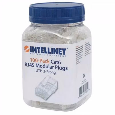 Intellinet Plug Rj45 Cat6 Solido Utp Bote 100 Pzas Oro 15-Micras
