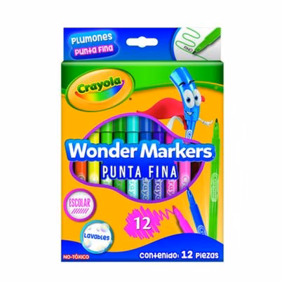 Plumones Crayola Wonder 580080m002 Punta Fina Tinta A Base De Agua Paquete Con 12 Piezas Por Paquete Lavables Material Del Plumón Plástico Colores Variados