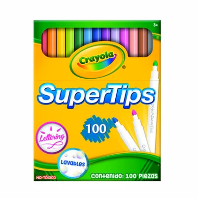 Plumones Crayola Supertips 585100m003 Punta Triangular Paquete Con 100 Piezas Lavables Material Del Plumón Plástico Colores Variados