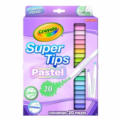 Plumones Crayola Supertips 588106m010 Punta Triangular Paquete Con 20 Piezas Lavables Material Del Plumón Plástico Colores Pastel Variados
