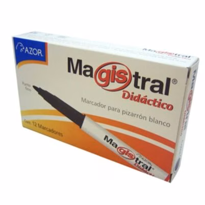 Marcador Permanente Magistral Didáctico 84001 Punta Fina Cuerpo Redondo No Toxico Tinta A Base De Agua Paquete Con 12 Piezas Color Negro