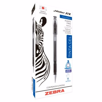Bolígrafo Zebra J Roller Rx 8600/6 Punta Fina 0.5 Mm Punta De Bola Retráctil Tinta De Gel Paquete Con 6 Pieza(S) Color De La Tinta Negro