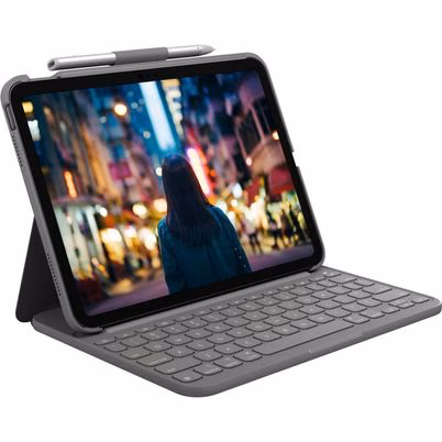 Teclado Logitech Slim 920-011368 de 10.9 Pulgadas en Color Gris con Conectividad Bluetooth Inalámbrica para iPad