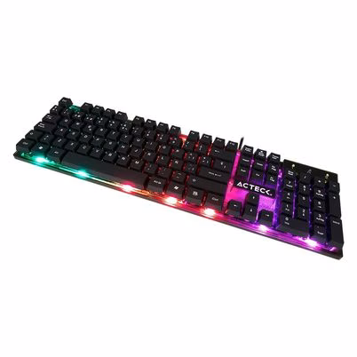 Teclado Gamer Alámbrico Acteck Aurean Pro TA477G en Color Negro con Retroiluminación RGB LED y 105 Teclas Anti-Ghosting