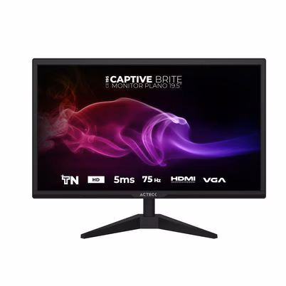 Monitor Acteck Captive Brite Cb195 / 19.5 Pul / Plano / Hd / 75 Hz / 5 Ms / Vga - Hdmi - Dc / 5 Botones / Negro / Ac-939409
