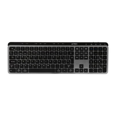 Teclado Acteck Inspire Krea Ti755 / Inalambrico Dual / Multidispositivo 2.4 Ghz 2 Bt / Español / Win - Mac / 118 Teclas / Bateria Recargable / Anti Ghosting / Negro - Gris / Ac-940085