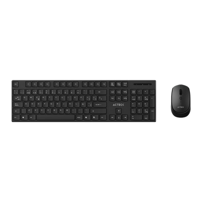 Kit Teclado y Mouse Inalámbrico Acteck Vantage Prime MK555 en Color Negro con Conectividad RF Bluetooth y Resolución de 1600 DPI