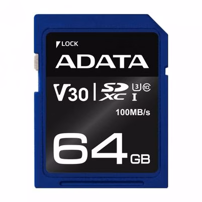 Tarjeta de Memoria Adata Premier Pro SDXC de 64GB con UHS-I, Clase 10 y Velocidad V30 para Grabación de Video