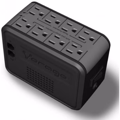 Regulador de Voltaje Vorago AVR-100 Negro con 8 Salidas AC, Capacidad 1KVA y Protección de Rango Amplio