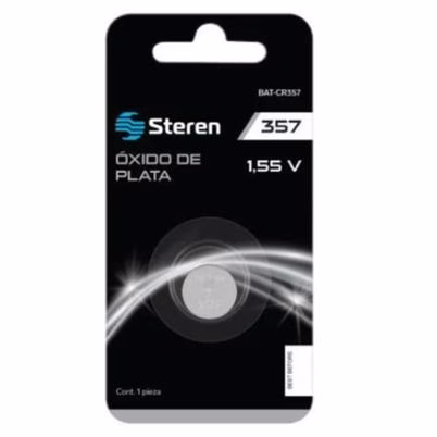 Pilas Domésticas Steren Bat-Cr357 Batería De Oxido Tipo Boton 1.5v 130 Mah Material Níquel Color Plata