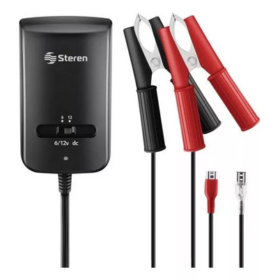 Cargador De Batería Steren Br-500 Consumo Energético 30w Vrla Longitud De Cable 1.75 M Indicadores Led Color Del Producto Negro