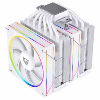 Disipador de Aire Balam Rush Heliux Pro Blanco con 6 Tubos de Cobre, 2 Ventiladores y Iluminación LED Multicolor