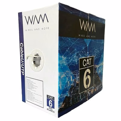 Bobina De Cable Wam Cat6 Utp Pvc 100% Cobre 23 Awg 305 Mts Color Blanco