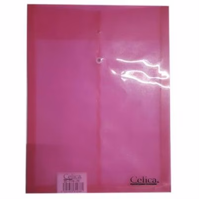Sobre Porta Documentos Celica Co-F118-Pk Tamaño Carta Vertical Con Hilo Plástico Color Rosa Transparente Paquete Con 12 Pieza