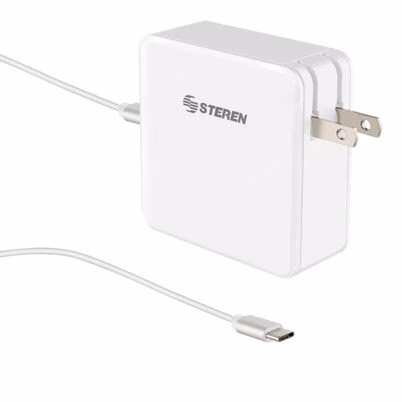 Adaptador E Inversor De Corriente Steren Power Delivery Com-1395 Potencia 65w 1 Puerto Usb-C Color Blanco