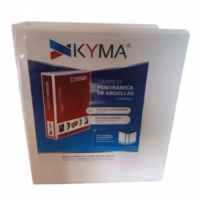 Carpeta Kyma Cpkcbhd-300-Bcof (3") Tamaño Oficio Con Argollas Tipo "D" Capacidad 400 Hoja(S) Vista Panorámica Material Vinilo Color Del Producto Blanco