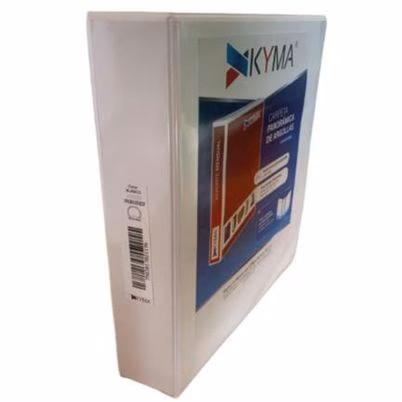 Carpeta Kyma Cpkcbho-300-Bcof (3") Tamaño Oficio Con Argollas Tipo "O" Capacidad 650 Hoja(S) Vista Panorámica Material Vinilo Color Del Producto Blanco