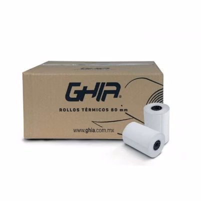 Rollo de Papel Térmico Ghia 80x70mm Negro - Paquete de 50 Unidades