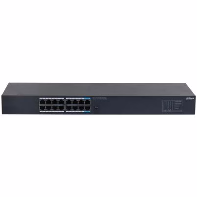 Switch No Administrado Dahua Technology SG1016 de 16 Puertos Gigabit Ethernet en Color Negro con Capacidad de Conmutación de 32 Gbit/s
