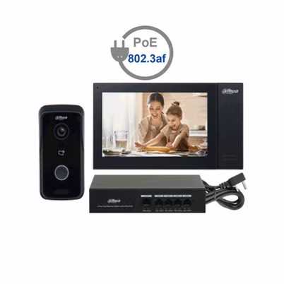 Kit De Videoportero Dahua Kitktp02 (7") Lcd Resolución (1024x600) 1mp Poe + Frente De Calle Negro
