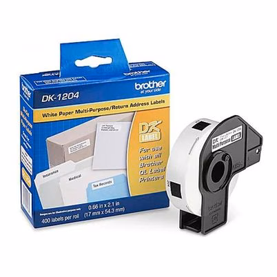 Rollo de Etiquetas Brother DK-1204: 400 Etiquetas 54.3mm para Impresoras QL-500 y QL-550