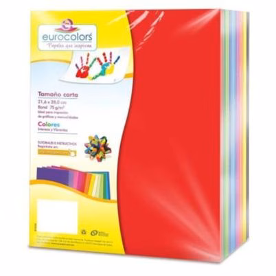 Papel Cortado Eurocolors Arcoíris Multicolor - Formato Carta 75g/m² x 1000 Hojas