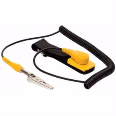 Pulsera Antiestática Steren Her-100 Aterrizable A Tierra Manejar Sin Riesgo Componentes Electrónicos Delicados Largo Del Cable 1.65 M Color Negro, Amarillo