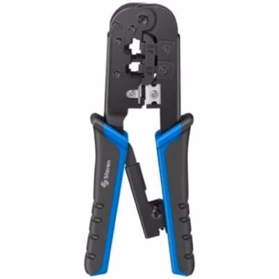 Pinzas Crimpadoras Steren Ponchadora Plug Rj-11, Rj1, Rj-45 Utp 4/8 Hilo(S) Acero Negro, Azul