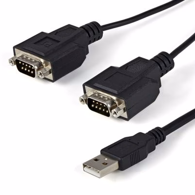 Cable USB A a 2 Puertos Serial RS232 DB9 StarTech.com de 2.1 Metros con Conectores Macho y Chip FTDI