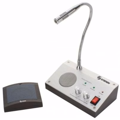 Sistema Intercomunicador Steren Para Ventanillas Int-300 2 Wrms Control De Volumen Independiente Micrófono Flexible Gris