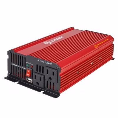 Inversor De Corriente Automotriz Steren Inv-1500 Potencia De Salida De 1500w Voltaje Nominal De Entrada De 14v 2 Contactos Ac Color Del Producto Negro, Rojo