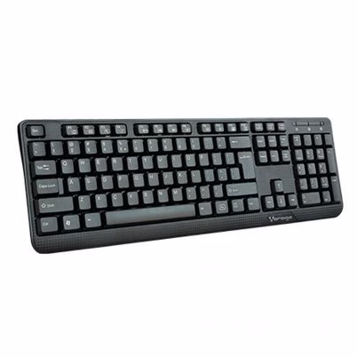 Teclado Universal Vorago KB-102 en Color Negro con Diseño Full-Size Curvo, 104 Teclas y Conectividad USB Plug and Play