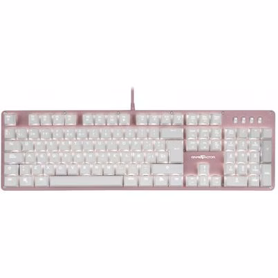 Teclado Gamer Game Factor Kbg400-Pk-Bl, Teclado Mecánico, Switch Kred Blue, Alámbrico, Rosa (Español)