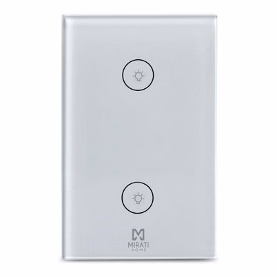 Interruptor De Luz Mirati M2si1 Tensión Nominal 125v Intensidad Nominal 5a Conectividad Inalámbrico Cantidad De Botones 2 Botone(S) Color Del Producto Blanco