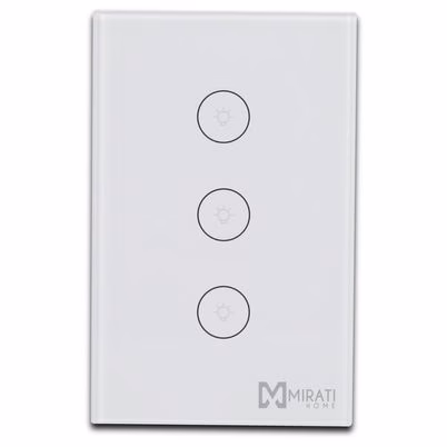 Interruptor De Luz Mirati M3si1 Tensión Nominal 125v Intensidad Nominal 5a Conectividad Inalámbrico Cantidad De Botones 3 Botone(S) Color Del Producto Blanco